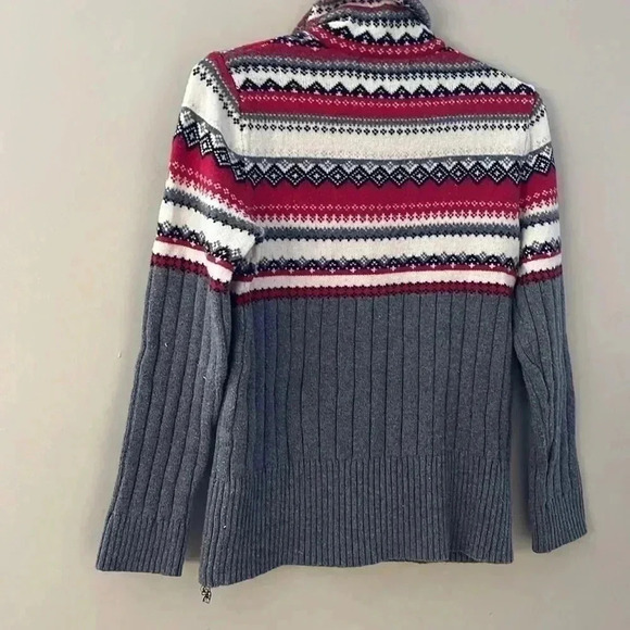❤️2/$50❤️[S]Eddie Bauer Cotton Blend High Neck Mixed Colour Knit Button Sweater - Picture 7 of 7